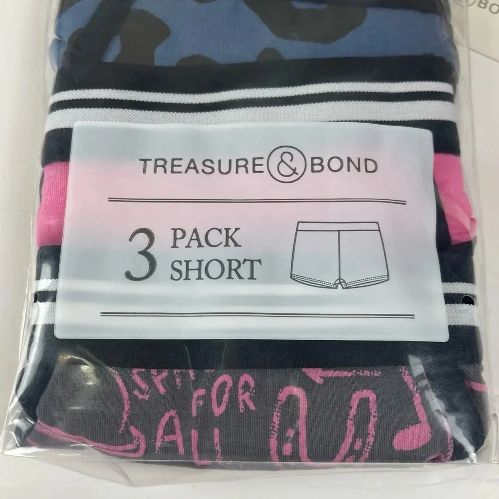 NEW Treasure & Bond 3 Pack Underwear Girls 10/12 Multicolor Short Cotton Blend